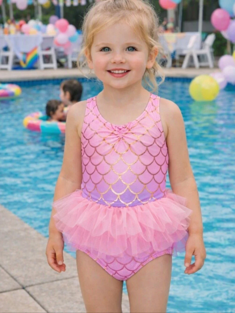 Girls Swimsuit Dress Up Mermaid w/Tutu 3T NWOT